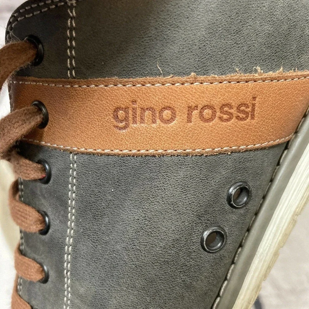 Gino Rossi Casual leather shoes‎ Lace Up Gray And Tan size 9